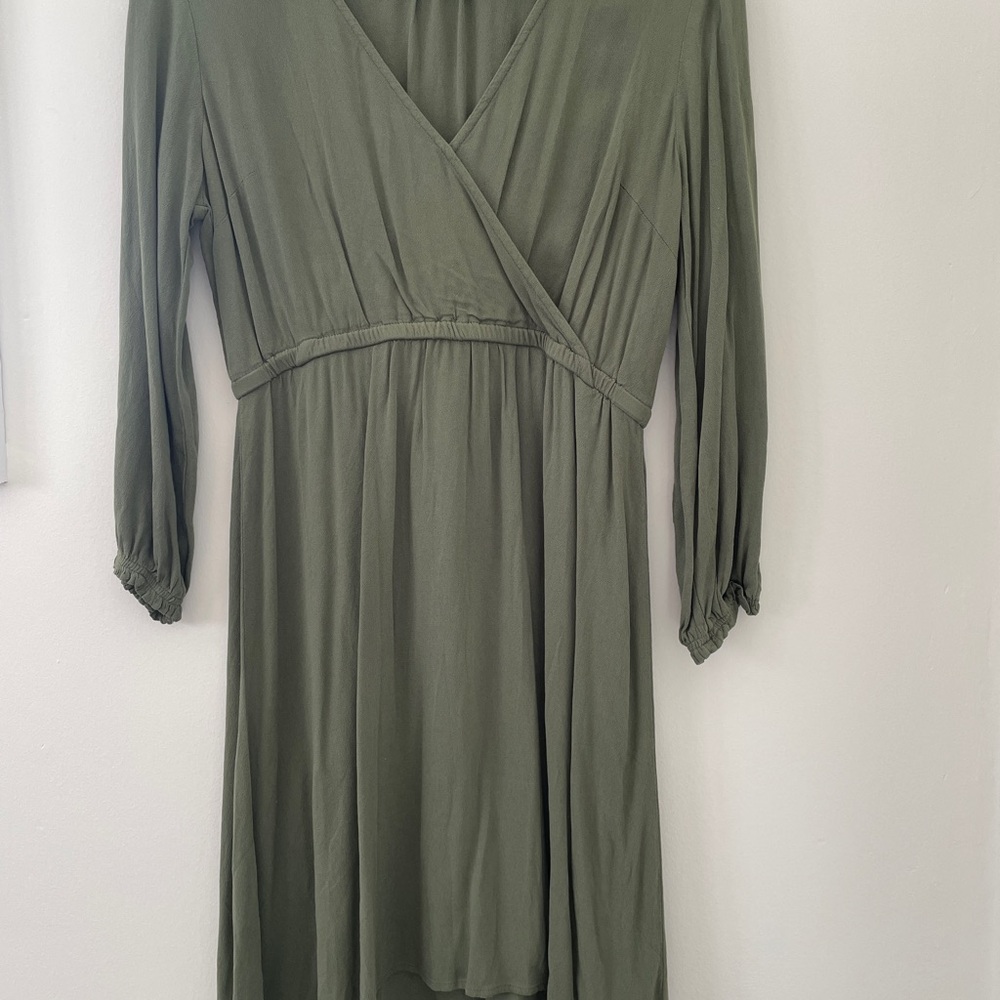 Old Navy Olive Green Faux Wrap Dress